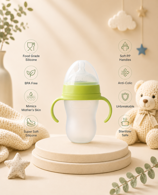 Anti-Colic Transparent Silicone Bottle with Handles