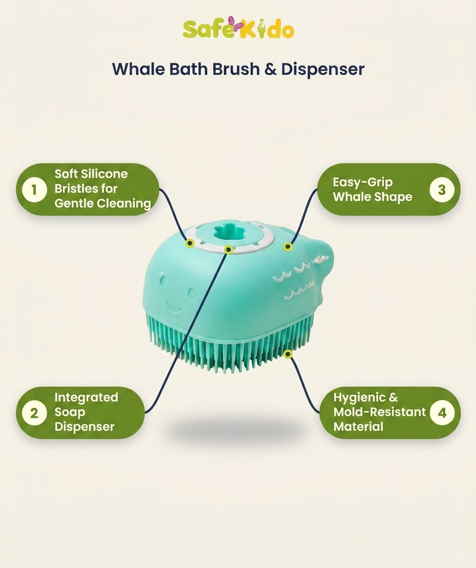 Silicone Baby Scrubber with Soap Dispenser details