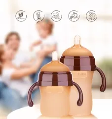 Safekido Premium Nano Silver Silicon Feeding Bottle with handles