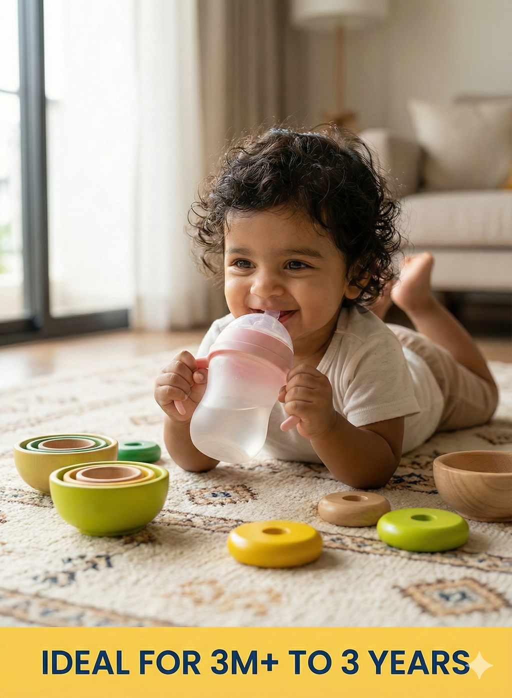 Safekido Premium Transparent Silicon Feeding Bottle with handles (250 ml)