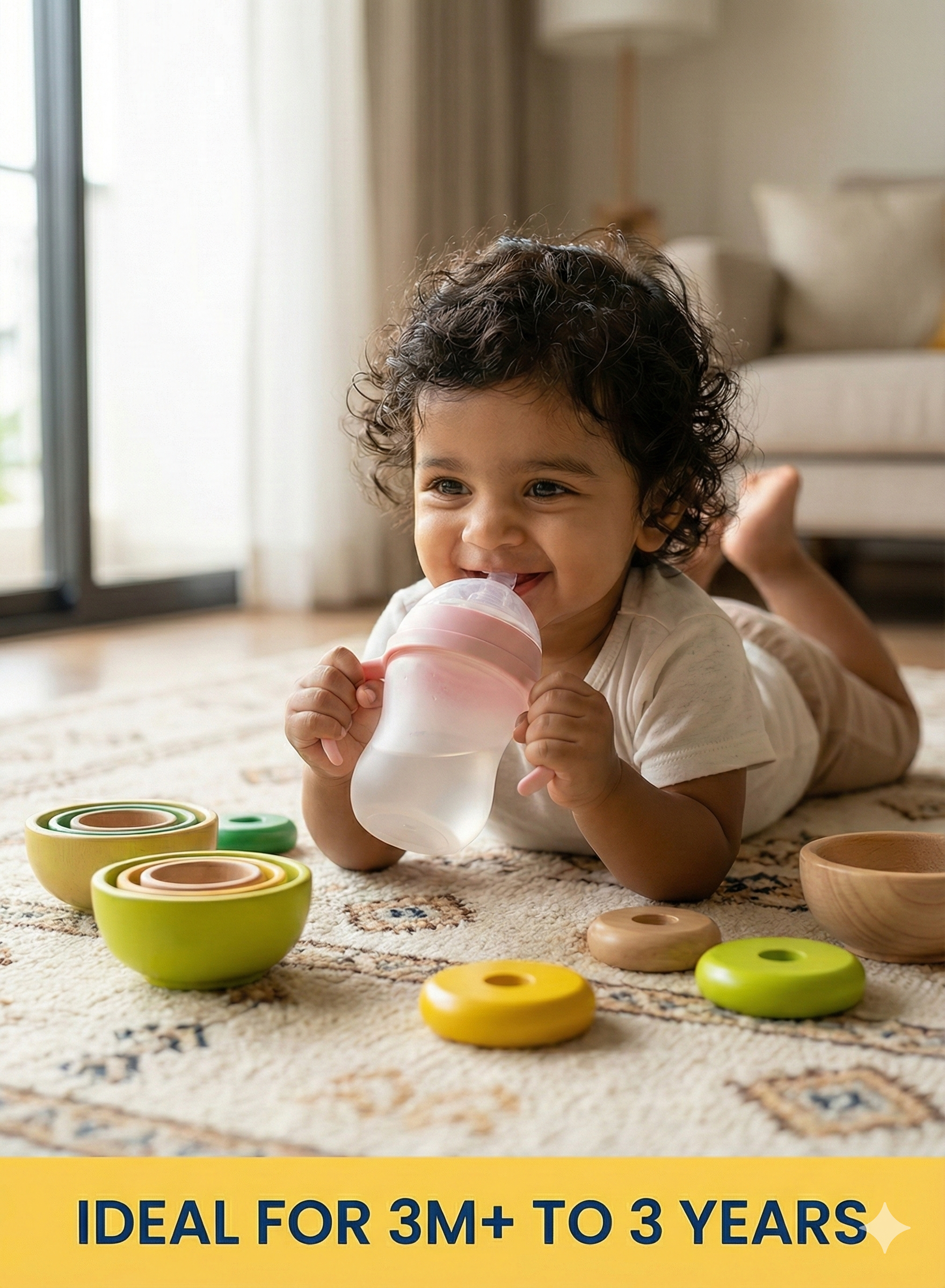 Safekido Premium Transparent Silicon Feeding Bottle with handles (250 ml)