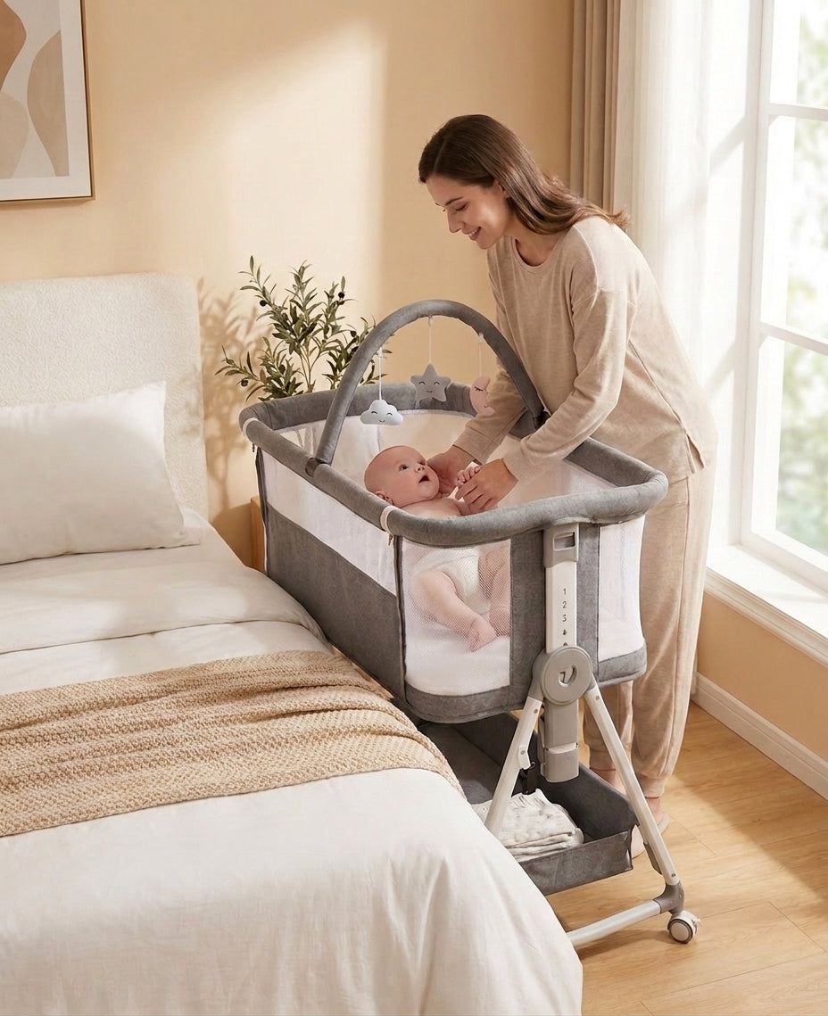 Sleepmate Wheeled Co-Sleeper Crib with Storage
