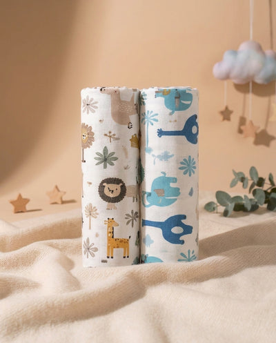Soft Cotton Muslin Swaddle Sheets, Set of 2
