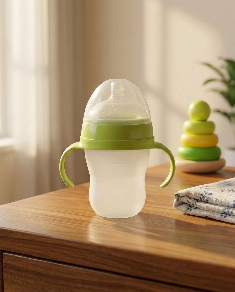 Anti-Colic Transparent Silicone Bottle with Handles
