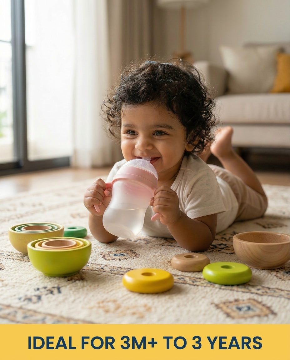 Anti-Colic Transparent Silicone Bottle with Handles