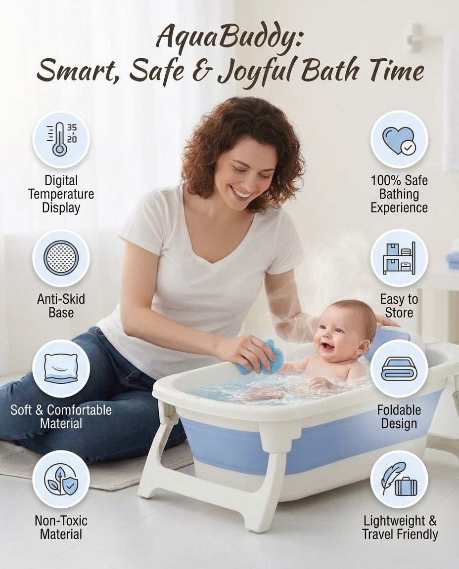 AquaBuddy Ergonomic BPA-Free Bath Tub with Seat