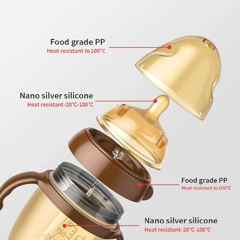 Safekido Premium Nano Silver Silicon Feeding Bottle with handles