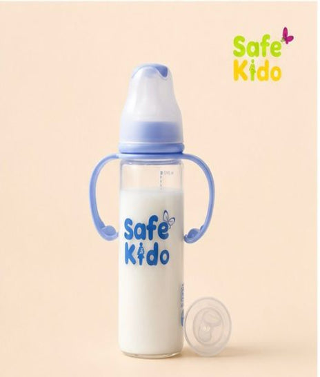 Safekido Borosilicate Slim Glass Feeding Bottle ( 240 ml)
