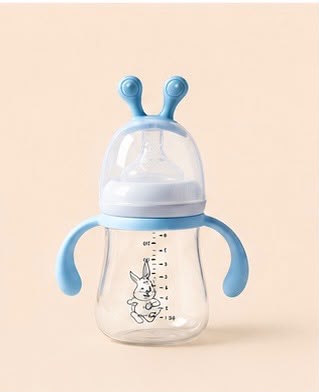 Safekido Premium Wide-mouth Borosilicate Glass bottle with handles (240 ml)
