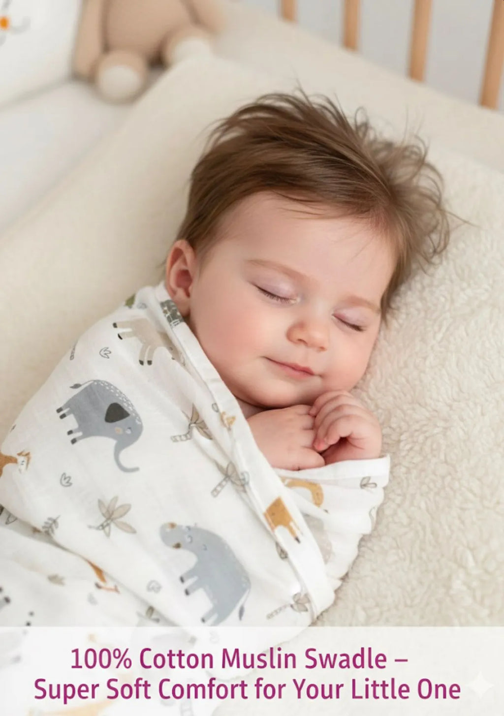 Safekido Premium Muslin Swaddle Sheets - Set of 2