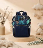 SafeKido Spacious Diaper Backpack in Navy — wide-opening compartment with insulated bottle pockets