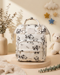 SafeKido Waterproof Diaper Backpack in White — wipe-clean waterproof shell, insulated bottle pockets