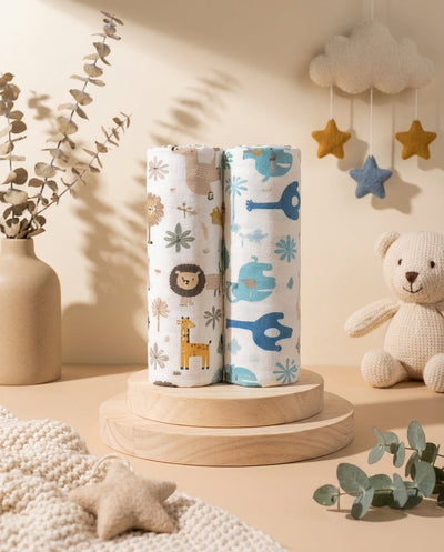 Soft Cotton Muslin Swaddle Sheets, Set of 2