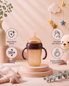 SafeKido Anti-Colic NanoSilver Feeding Bottle — anti-colic valve, easy-grip handles, nano-silver finished silicone — key features
