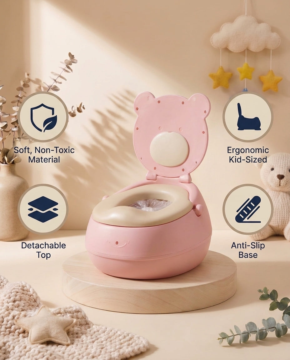 SafeKido Detachable-Top Potty Trainer in Pink — detachable top that converts to a toilet trainer seat — key features