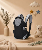 SafeKido Adjustable Baby Carrier in Black — breathable mesh panel with adjustable padded straps