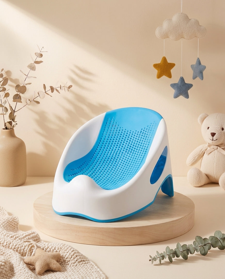 SafeKido SafeSplash Anti-Skid Bath Seat in Blue — anti-skid base and suction feet for supervised bathing