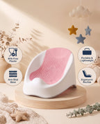 SafeKido SafeSplash Anti-Skid Bath Seat in Pink — anti-skid base and suction feet for supervised bathing — key features
